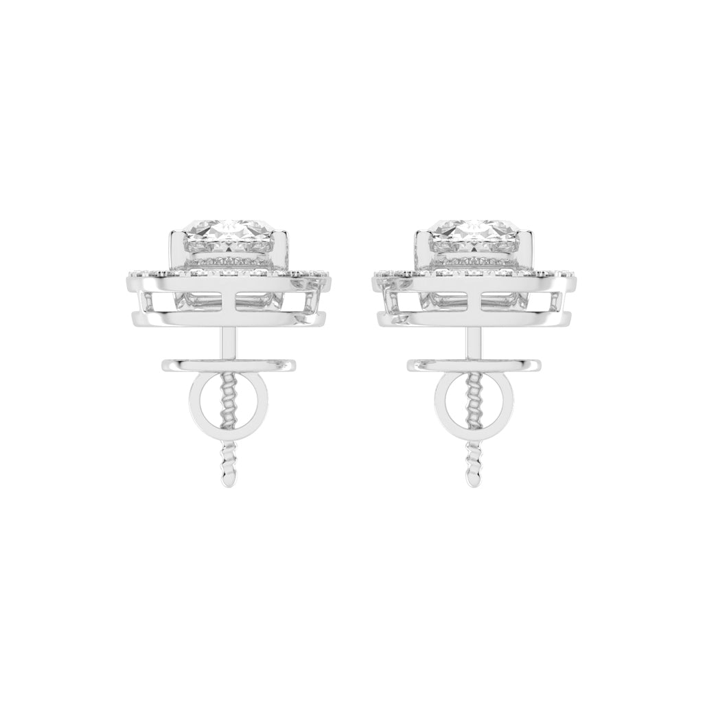 Oval Brilliance Diamond Halo Stud Earrings