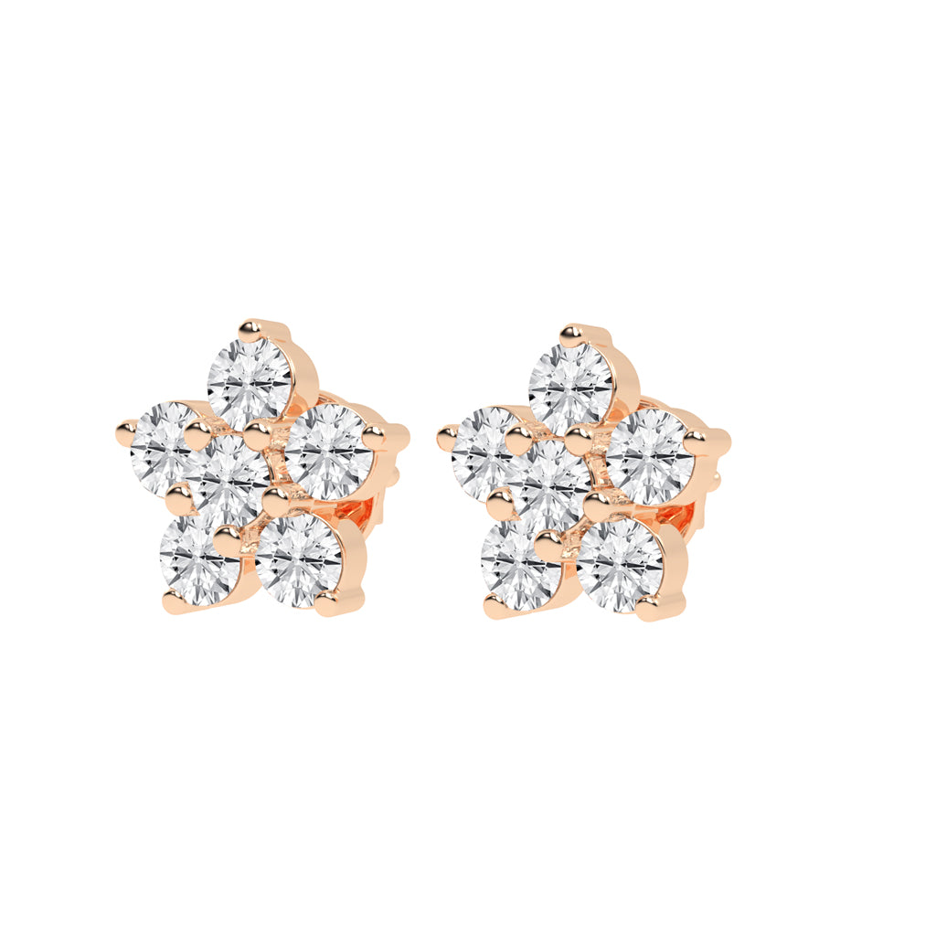 Petal Sparkle Diamond Flower Stud Earrings