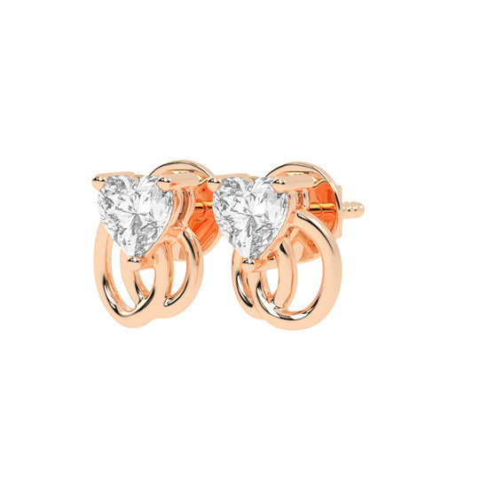 Linked Hearts Diamond Stud Earrings