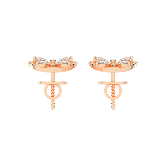 Butterfly Heart Diamond Stud Earrings