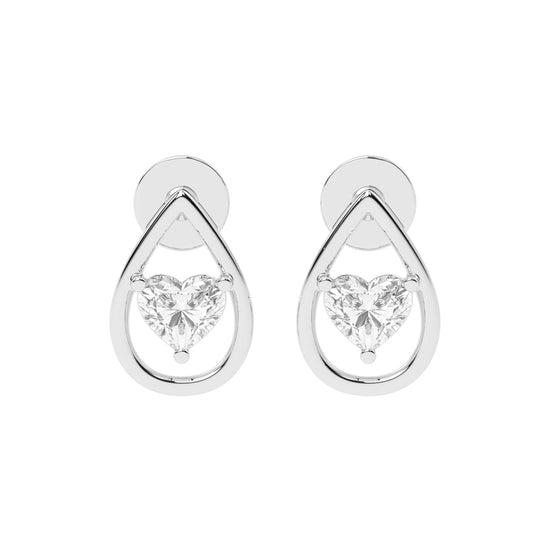 Heart in Teardrop Diamond Stud Earrings