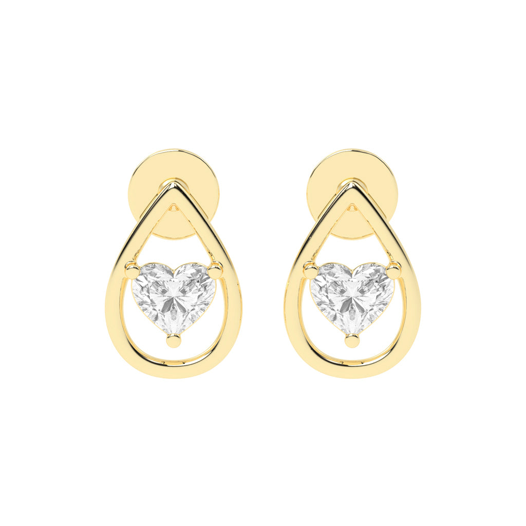 Heart in Teardrop Diamond Stud Earrings