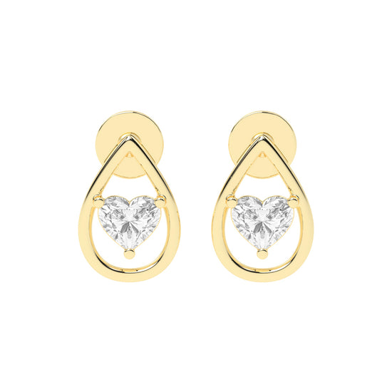 Heart in Teardrop Diamond Stud Earrings