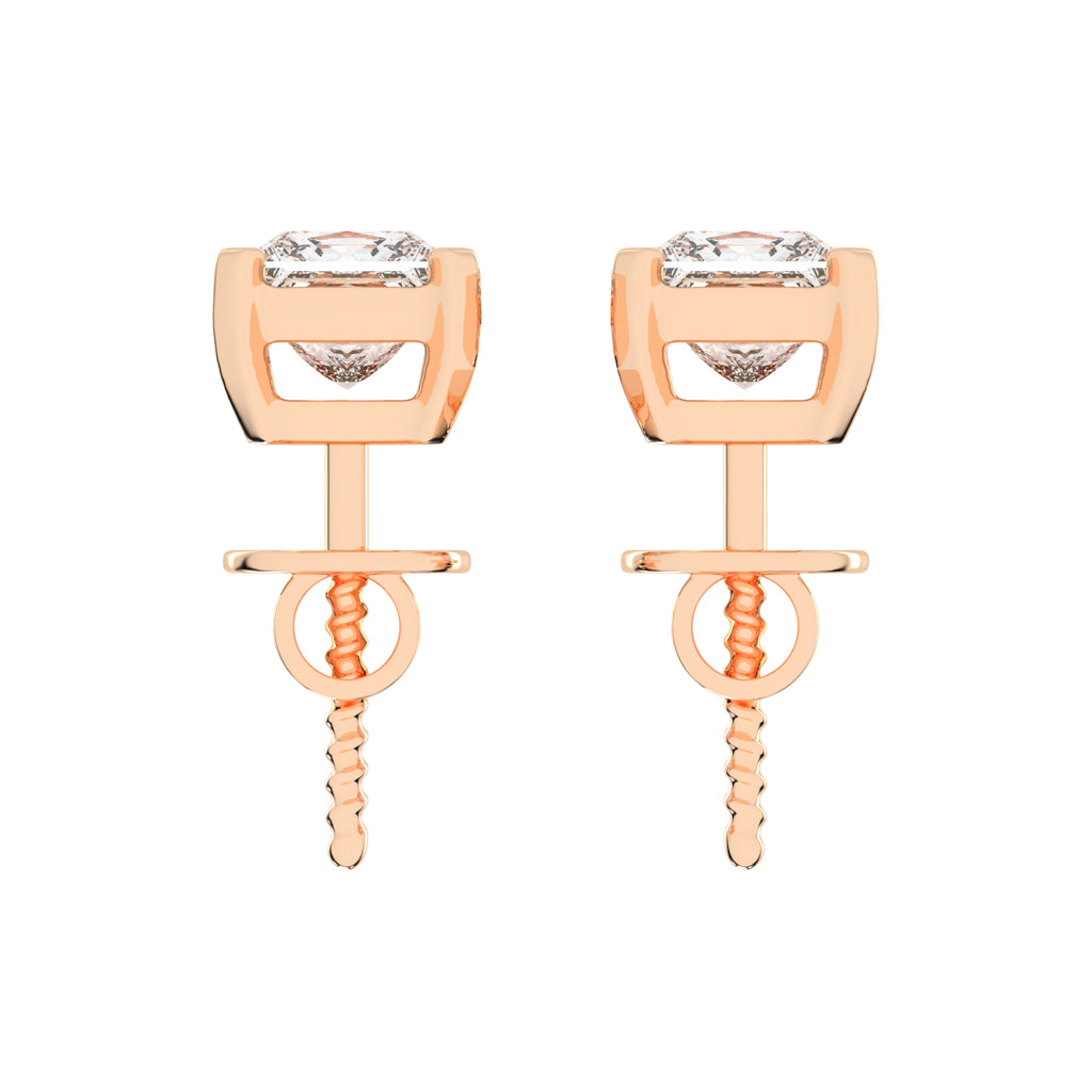Radiant Square Princess Cut Diamond Stud Earrings