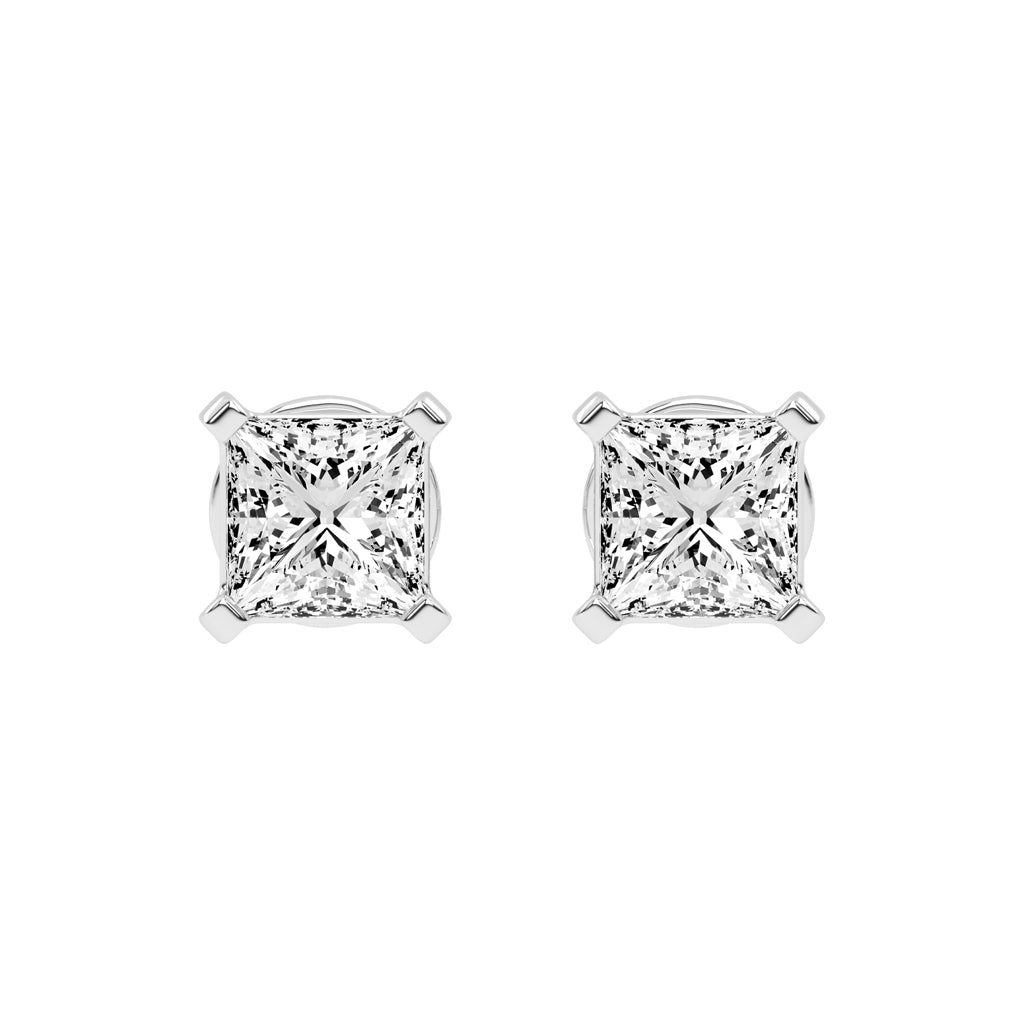 Radiant Square Princess Cut Diamond Stud Earrings