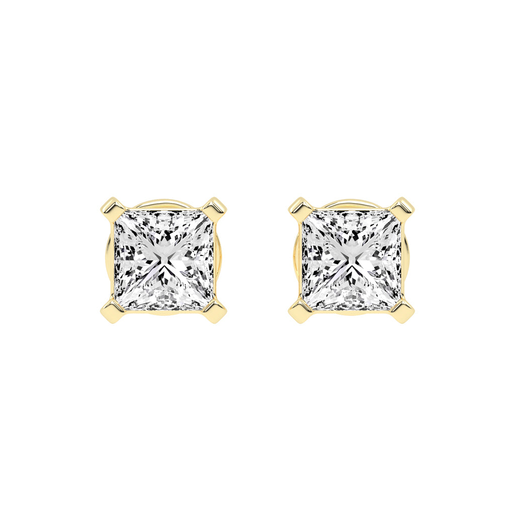 Radiant Square Princess Cut Diamond Stud Earrings