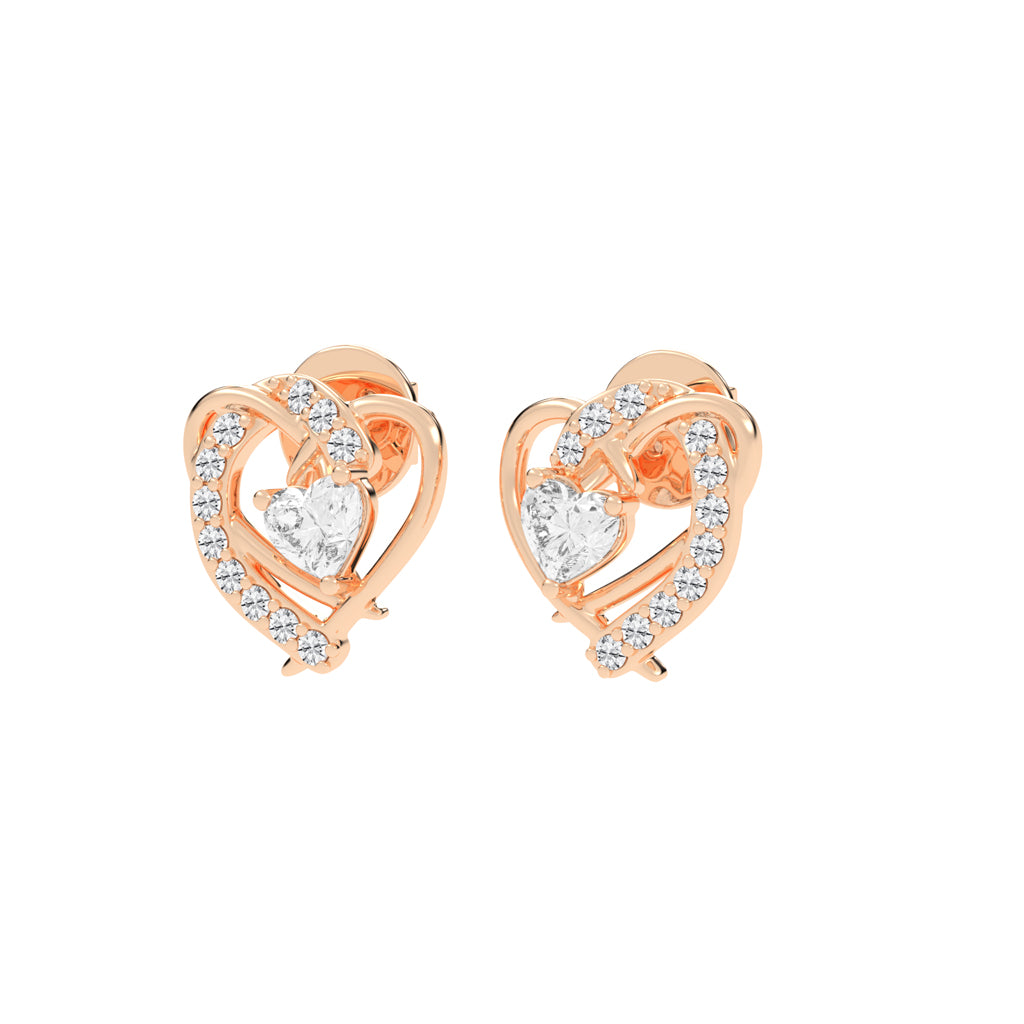 Entwined Hearts Diamond Stud Earrings