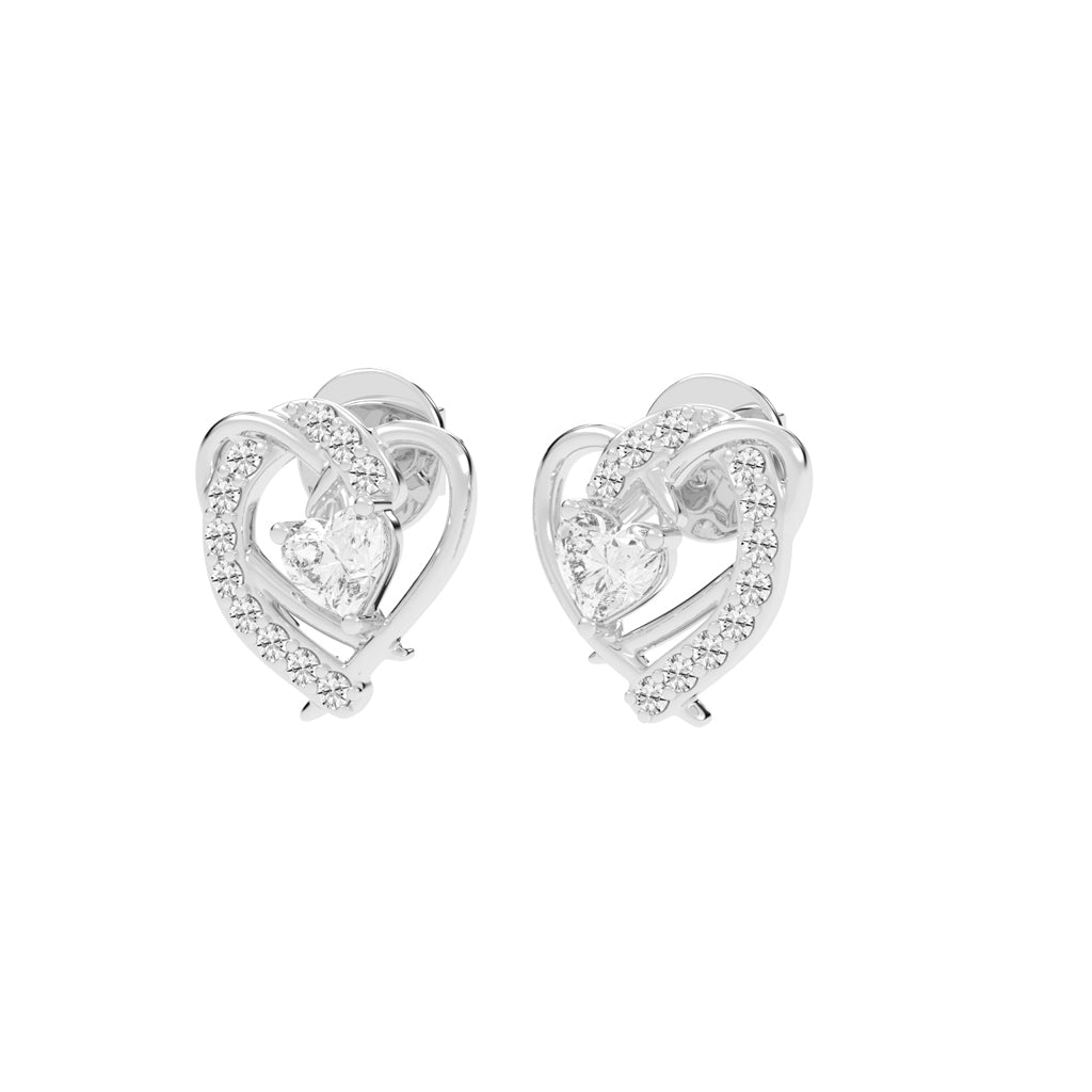 Entwined Hearts Diamond Stud Earrings