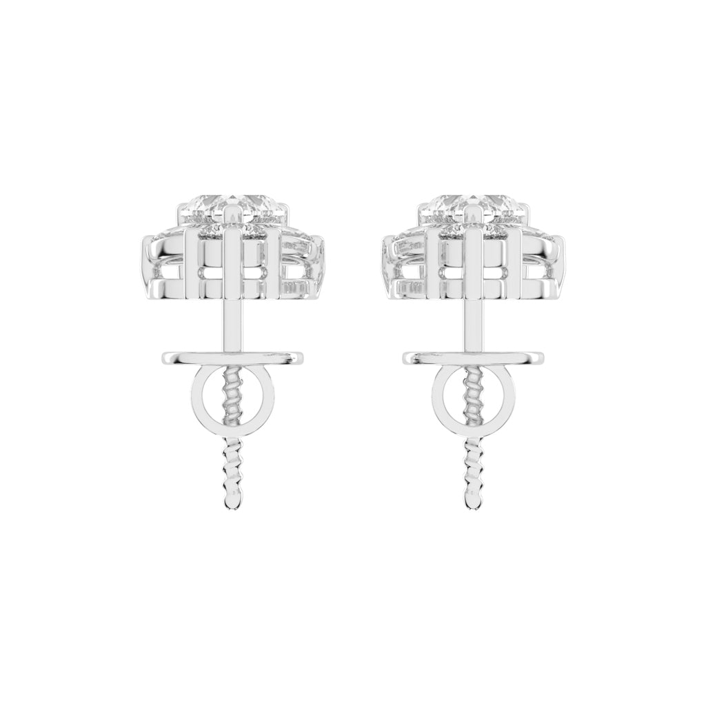 Heart Blossom Diamond Drop Stud Earrings