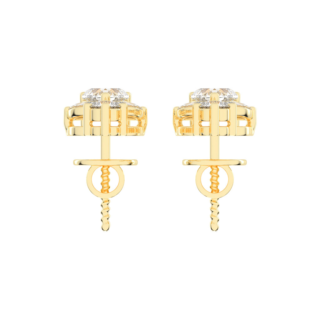Heart Blossom Diamond Drop Stud Earrings