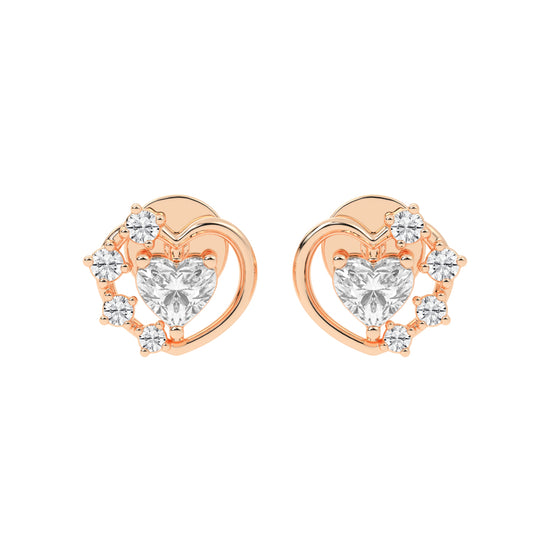 Sparkling Heart Aura Diamond Cluster Earrings