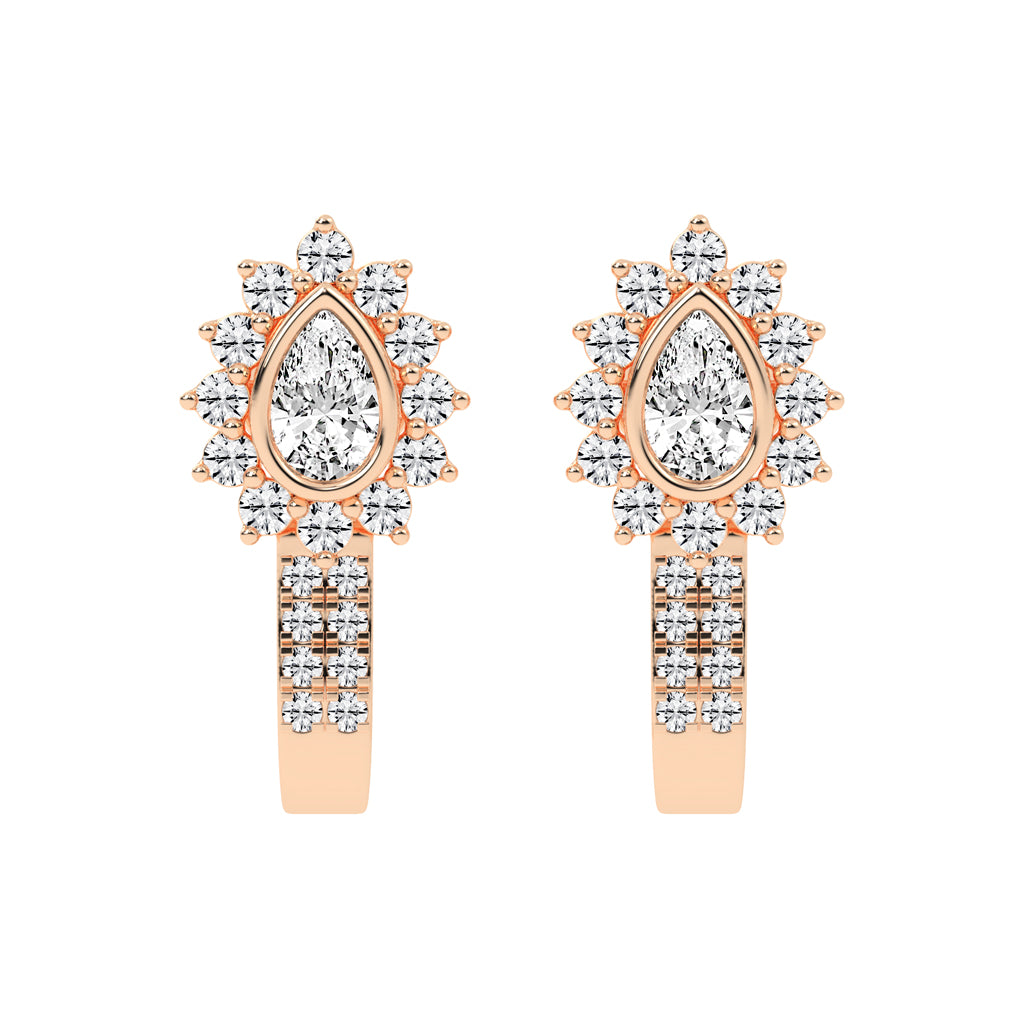Sunburst Tear Pavé Bar Earrings