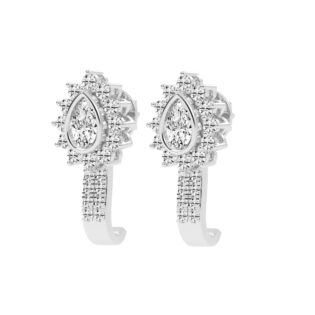 Sunburst Tear Pavé Bar Earrings