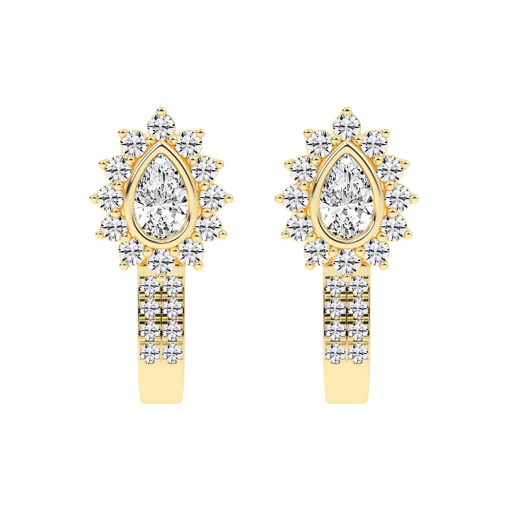 Sunburst Tear Pavé Bar Earrings