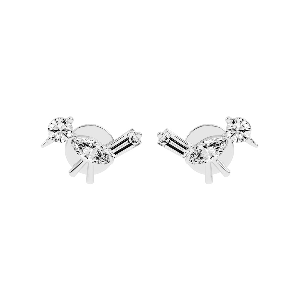 Sculpted Sparkle Trio Lab diamond Studs