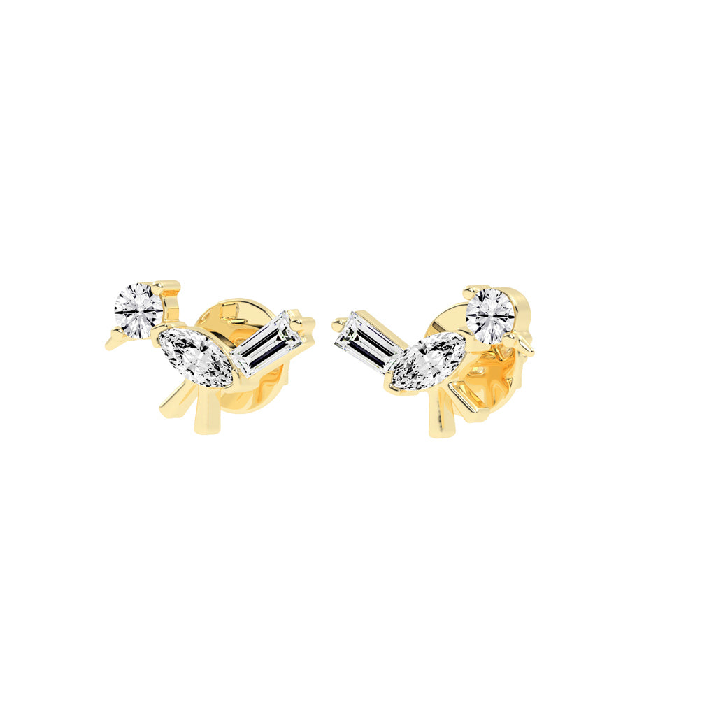 Sculpted Sparkle Trio Lab diamond Studs