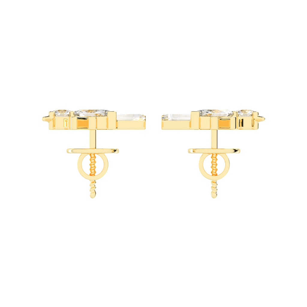 Sculpted Sparkle Trio Lab diamond Studs