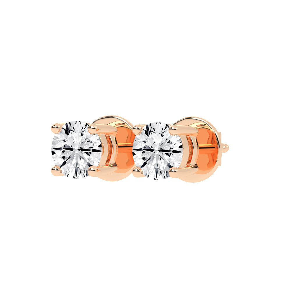 Classic Sparkling Round Shape Solitaire Studs Earrings