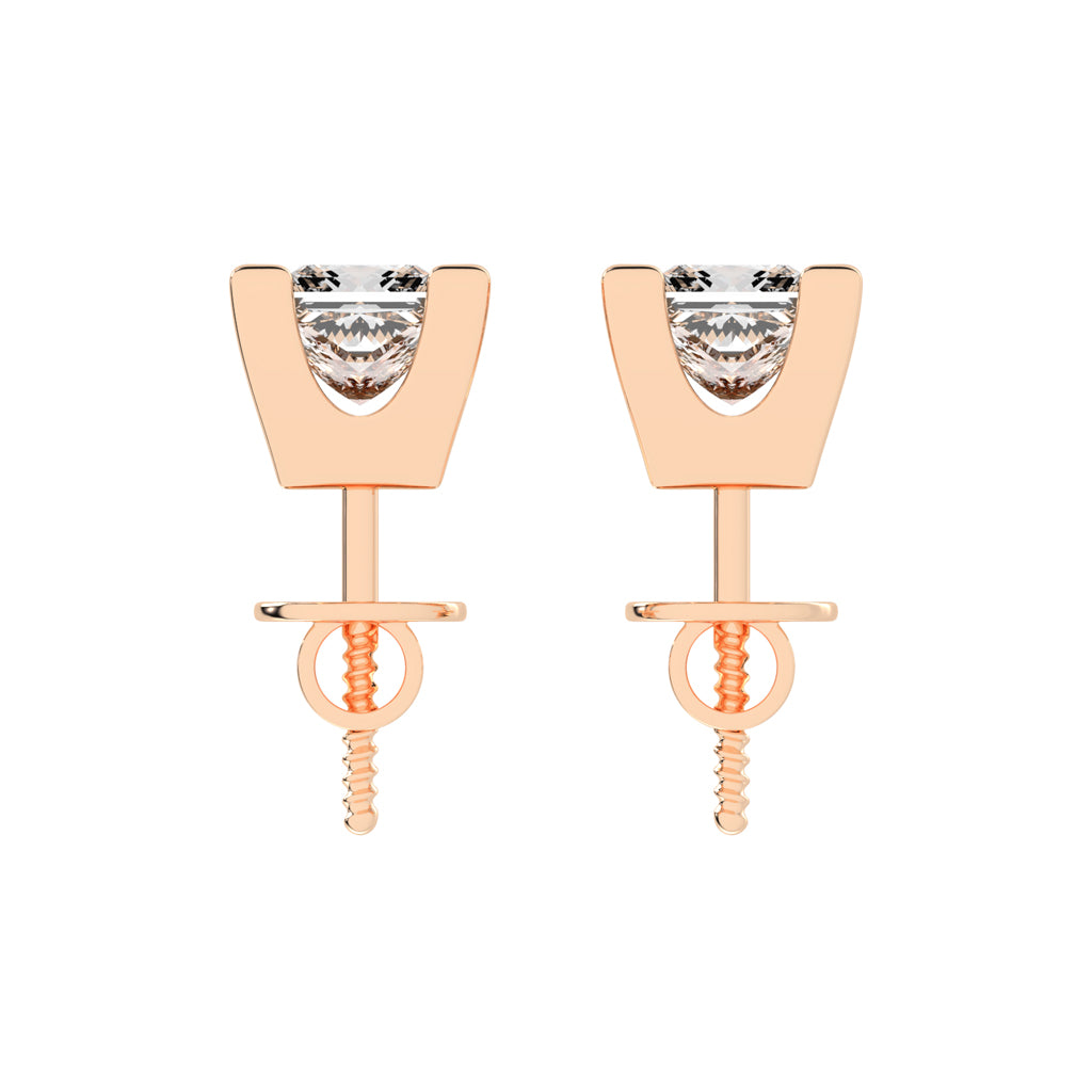 Modern Princess Cut Stud Earrings