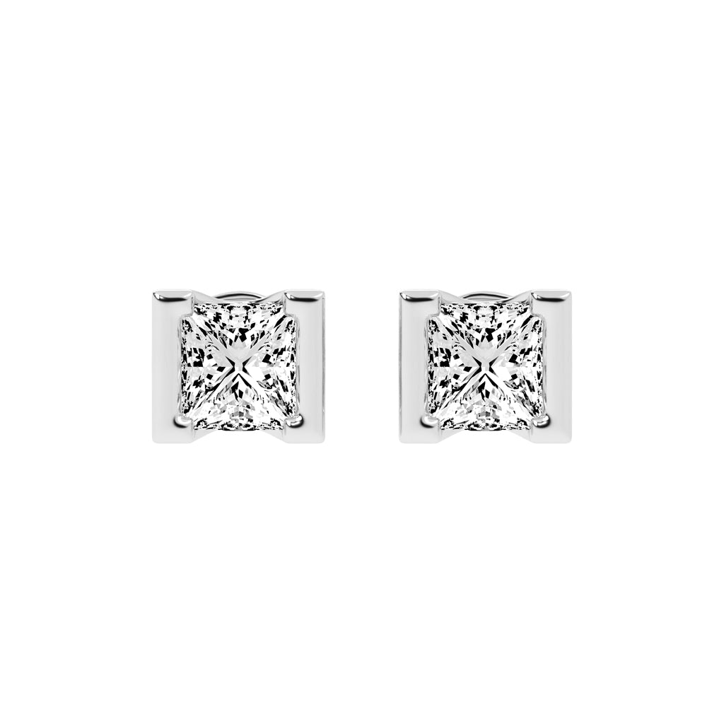 Modern Princess Cut Stud Earrings