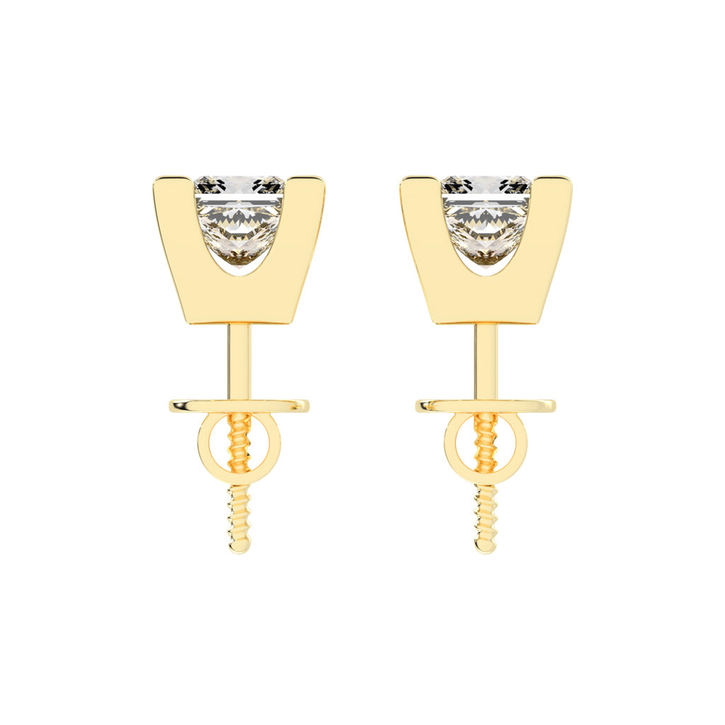 Modern Princess Cut Stud Earrings