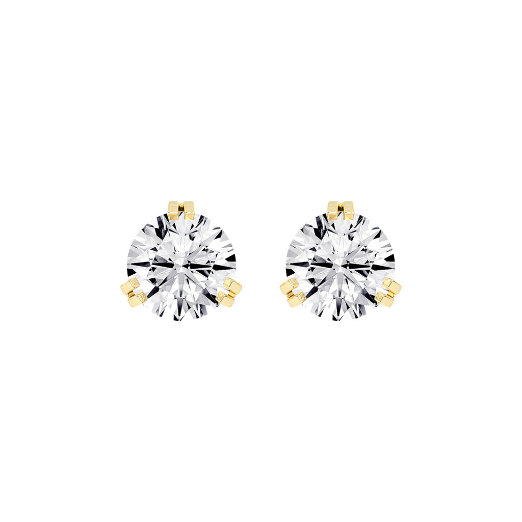 Minimalist Trio-Prong Stud Earrings