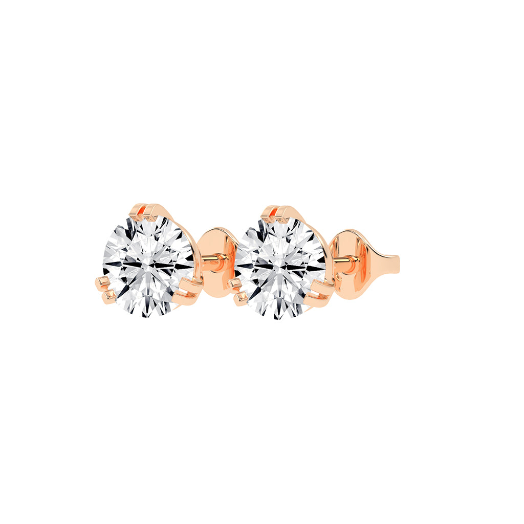 Minimalist Trio-Prong Stud Earrings