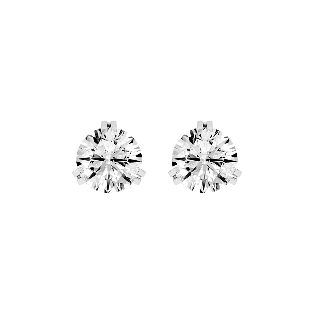 Minimalist Trio-Prong Stud Earrings