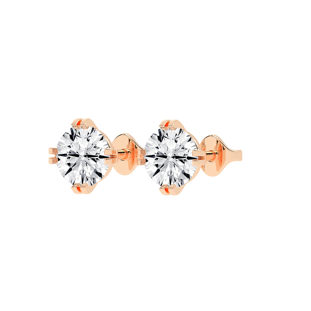 Modern Square-Set Round Stud Earrings