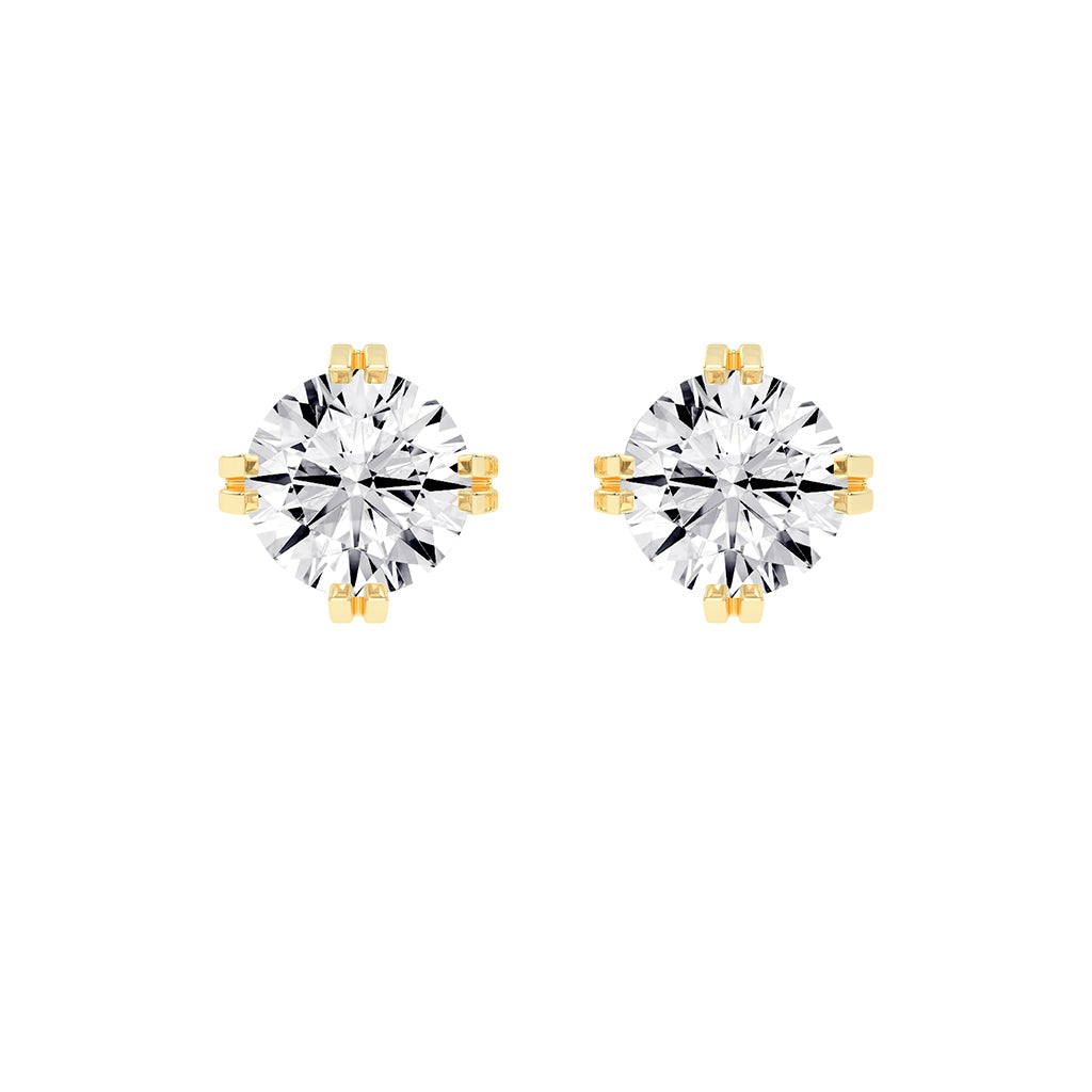 Modern Square-Set Round Stud Earrings