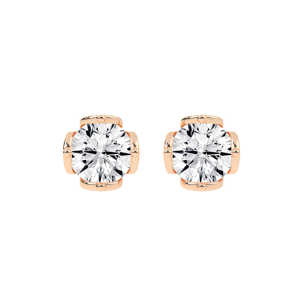 Modern X-Prong Solitaire Stud Earrings