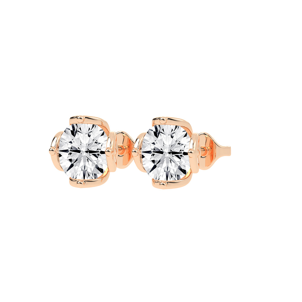 Modern X-Prong Solitaire Stud Earrings