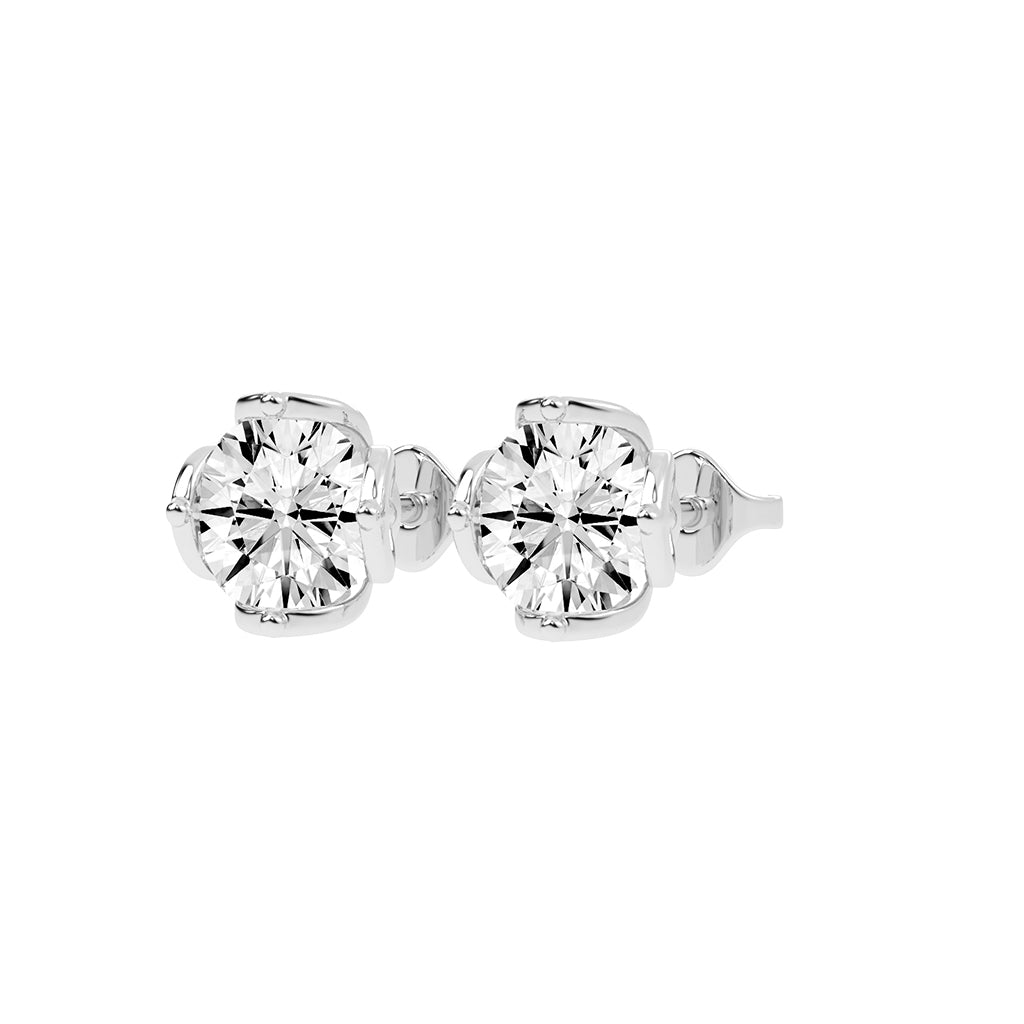Modern X-Prong Solitaire Stud Earrings
