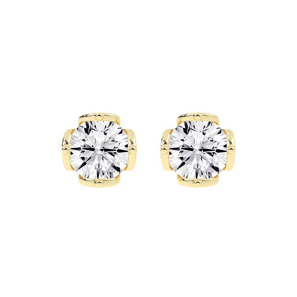 Modern X-Prong Solitaire Stud Earrings