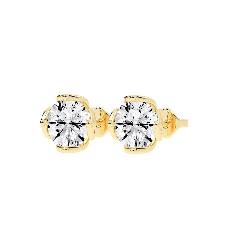 Modern X-Prong Solitaire Stud Earrings