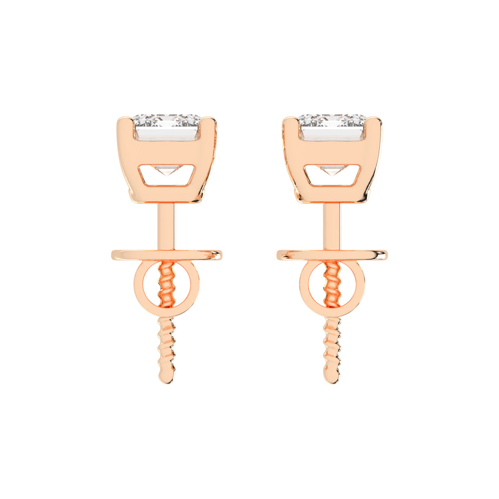 Elegant Emerald-Cut Solitaire Stud Earrings