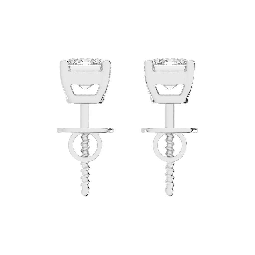 Elegant Emerald-Cut Solitaire Stud Earrings