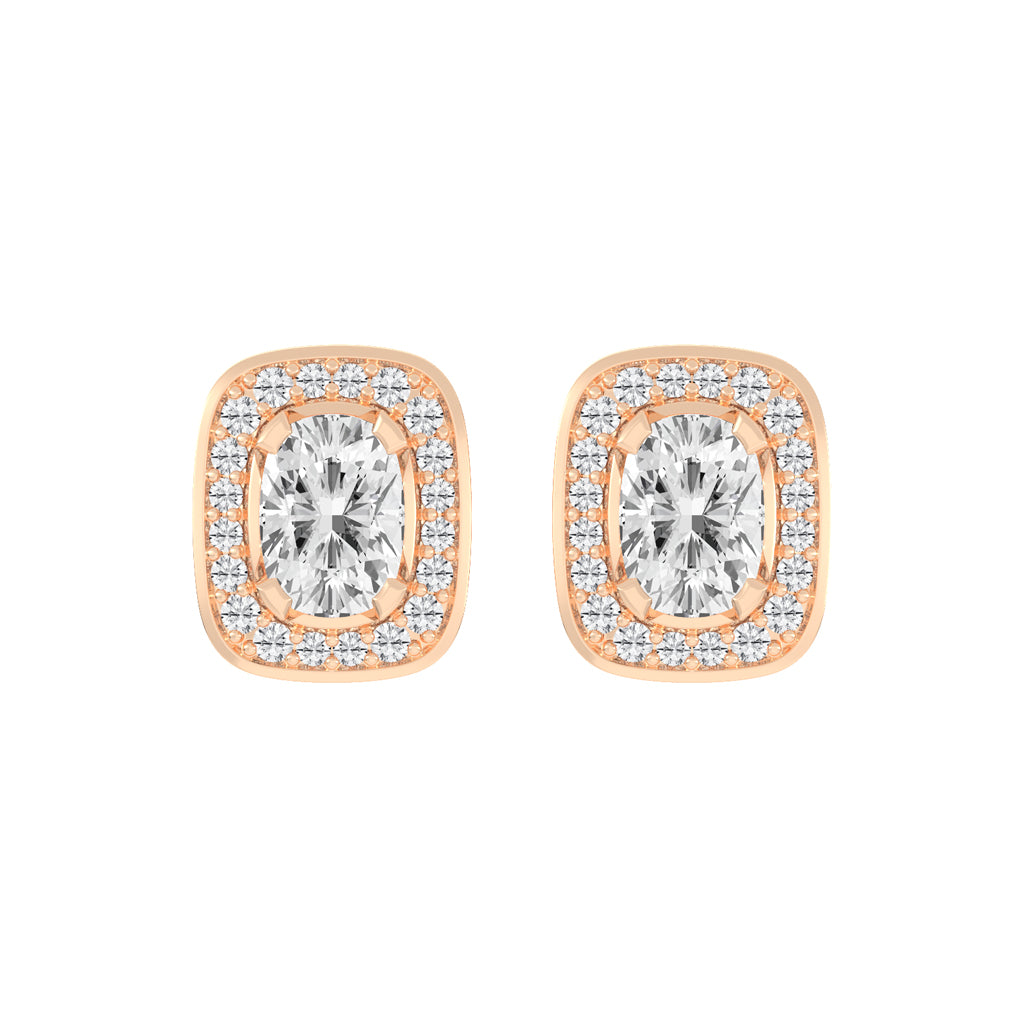 Double Halo Cushion-Cut Stud Earrings