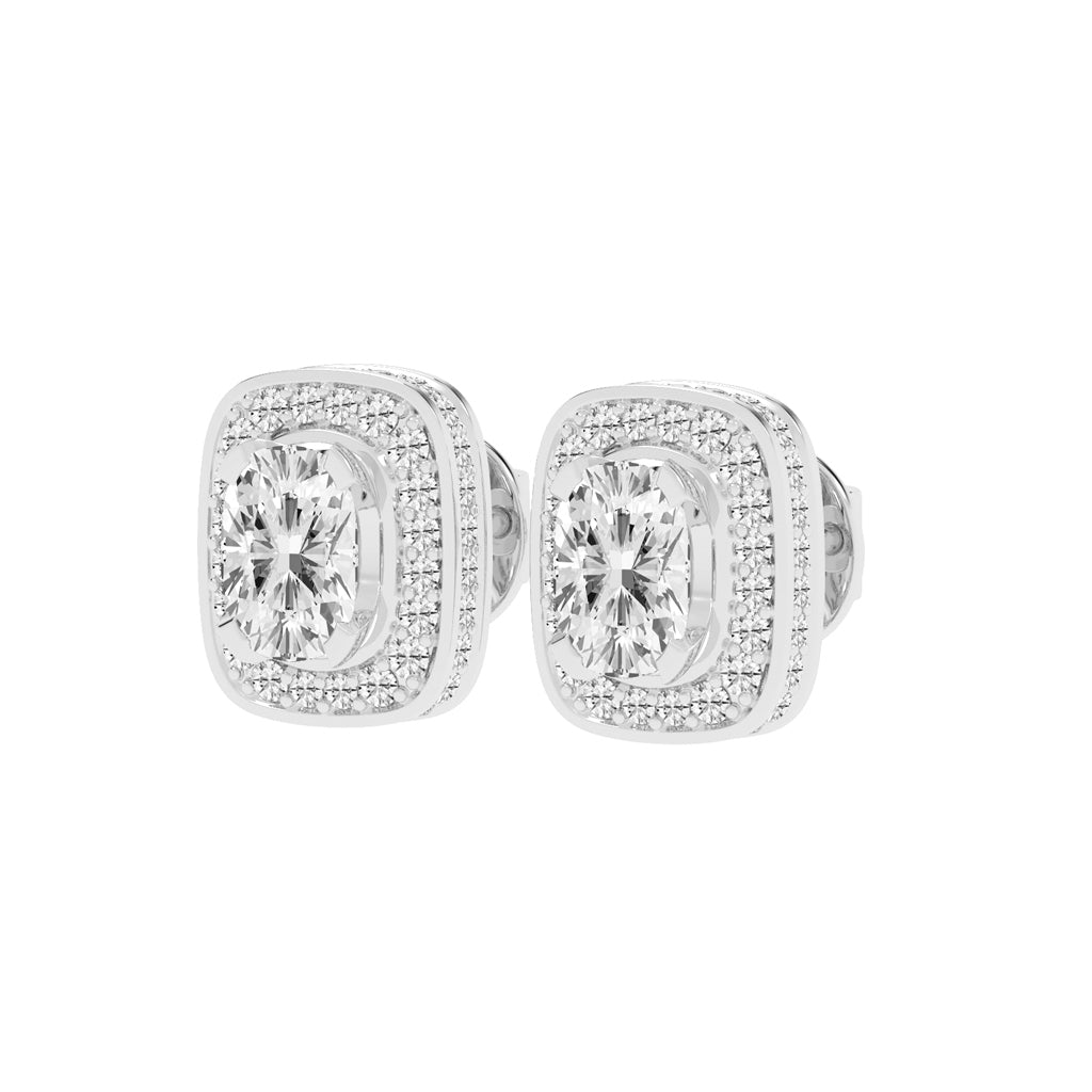 Double Halo Cushion-Cut Stud Earrings