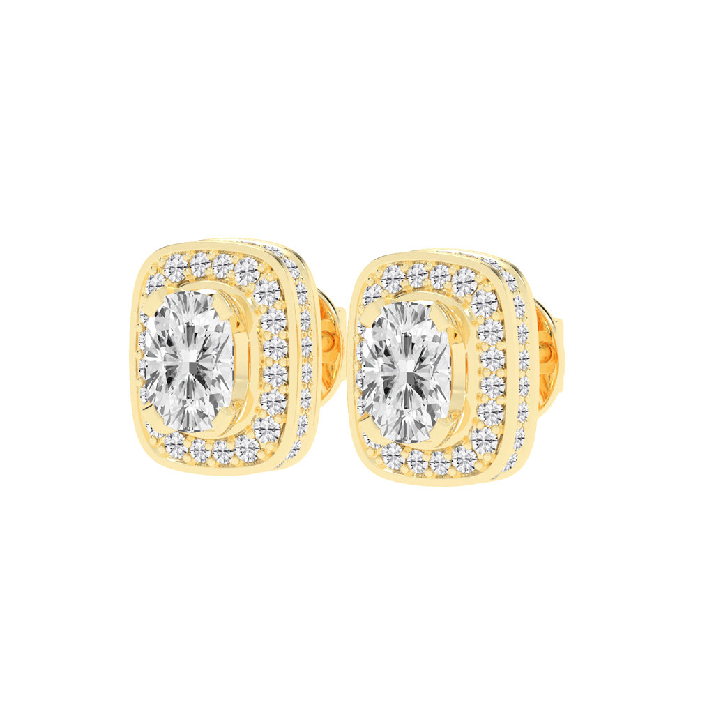 Double Halo Cushion-Cut Stud Earrings