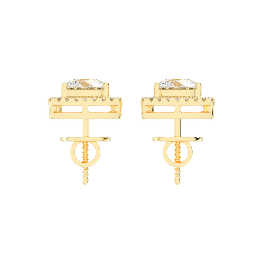 Triangular Halo Stud Earrings