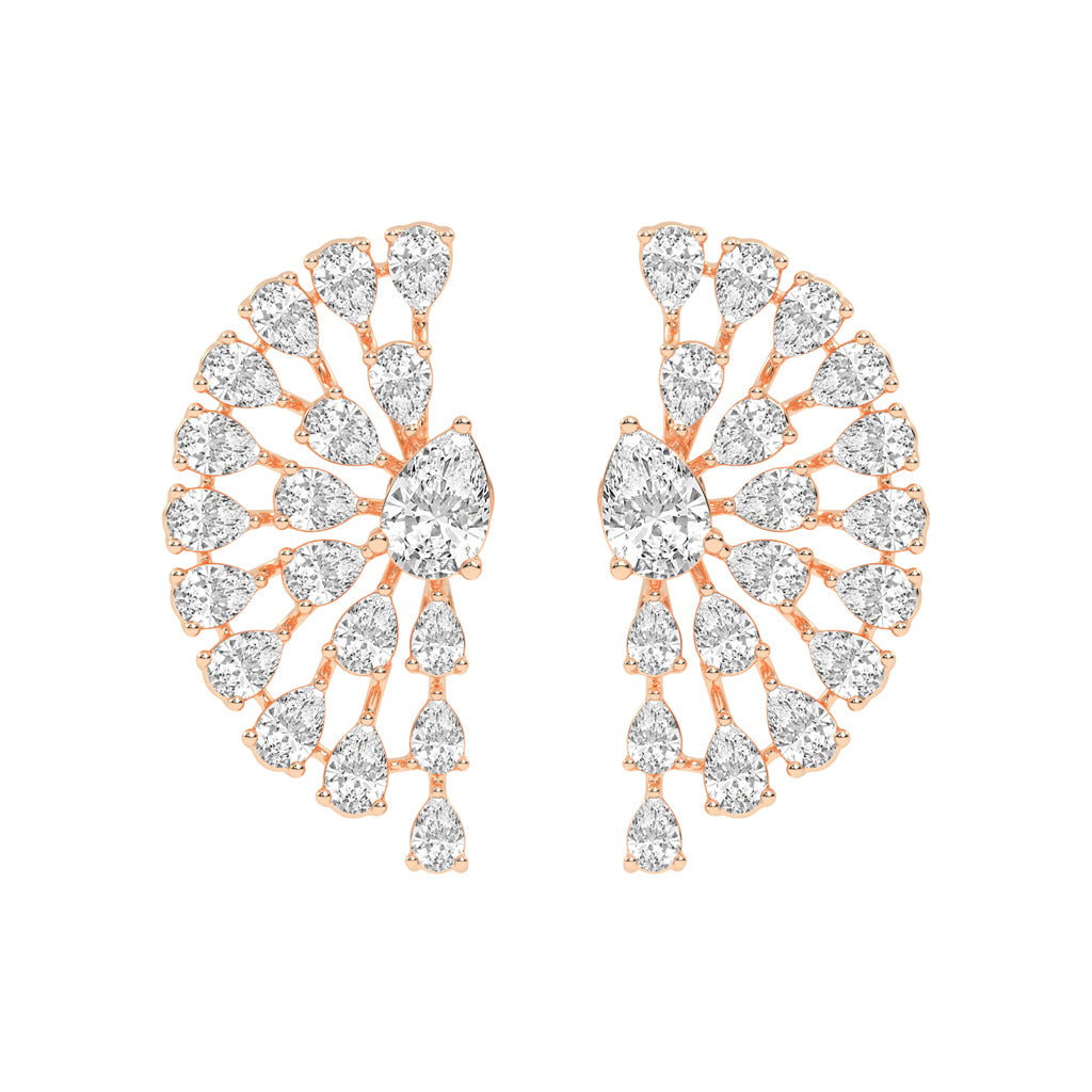 Radiant Fan Cluster Pear Diamond Studs