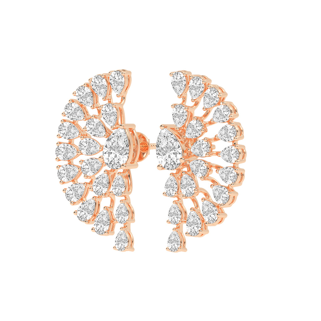 Radiant Fan Cluster Pear Diamond Studs