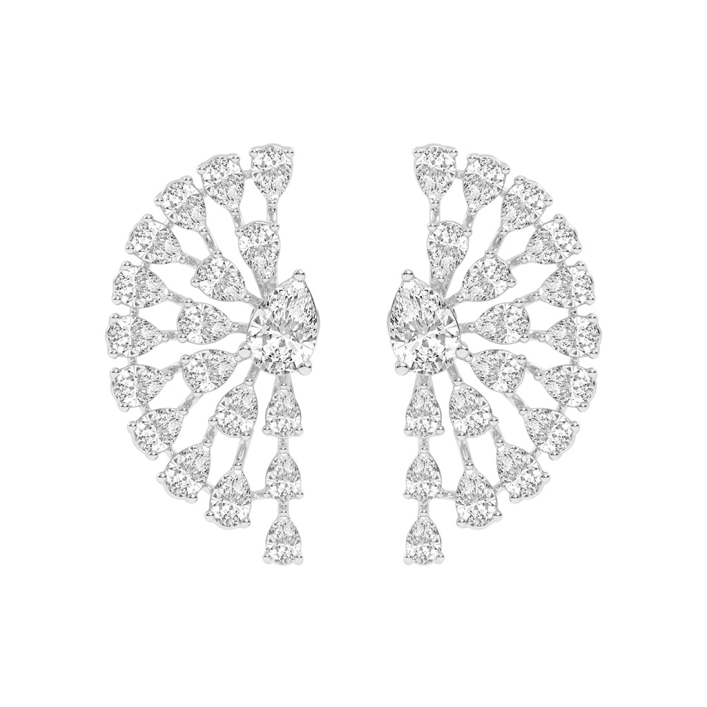 Radiant Fan Cluster Pear Diamond Studs