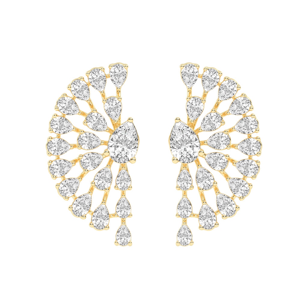 Radiant Fan Cluster Pear Diamond Studs
