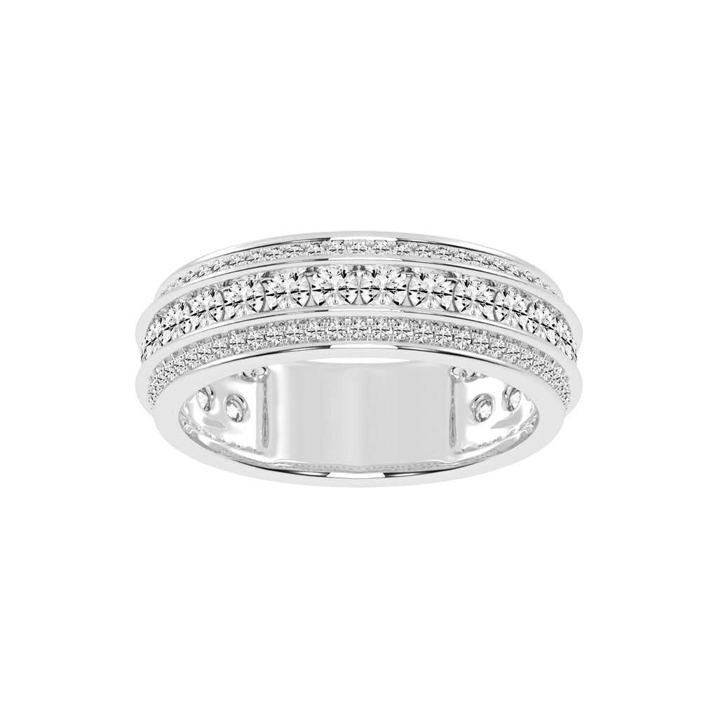 Luxury MultiRow Diamond Eternity Band Elegant Rose Gold Milgrain Accent Statement Ring