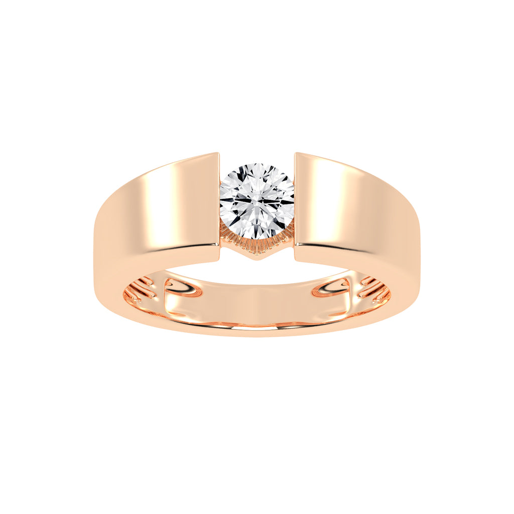 Luxury Floating Solitaire Diamond Mens Ring Contemporary Platinum Tension Style Statement Band