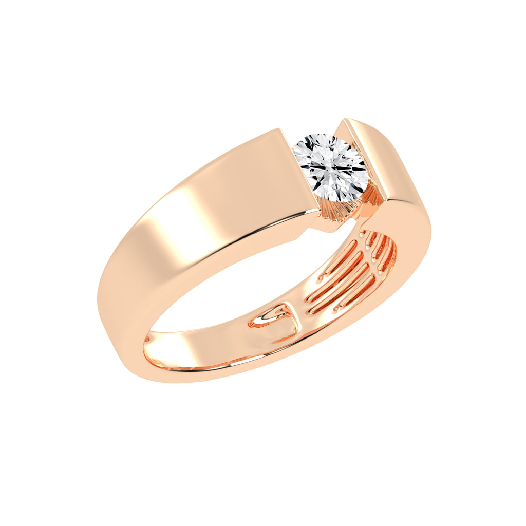 Luxury Floating Solitaire Diamond Mens Ring Contemporary Platinum Tension Style Statement Band