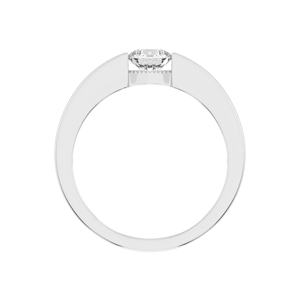 Luxury Floating Solitaire Diamond Mens Ring Contemporary Platinum Tension Style Statement Band