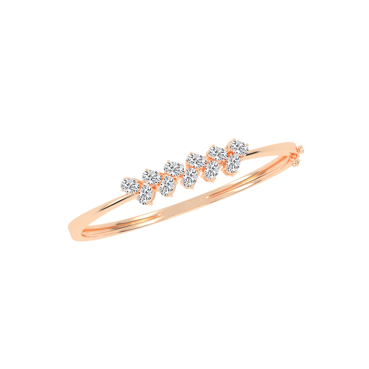 Alina 3Ct Reversed Tapred Oval Cut Kada Lab Diamond Bracelet